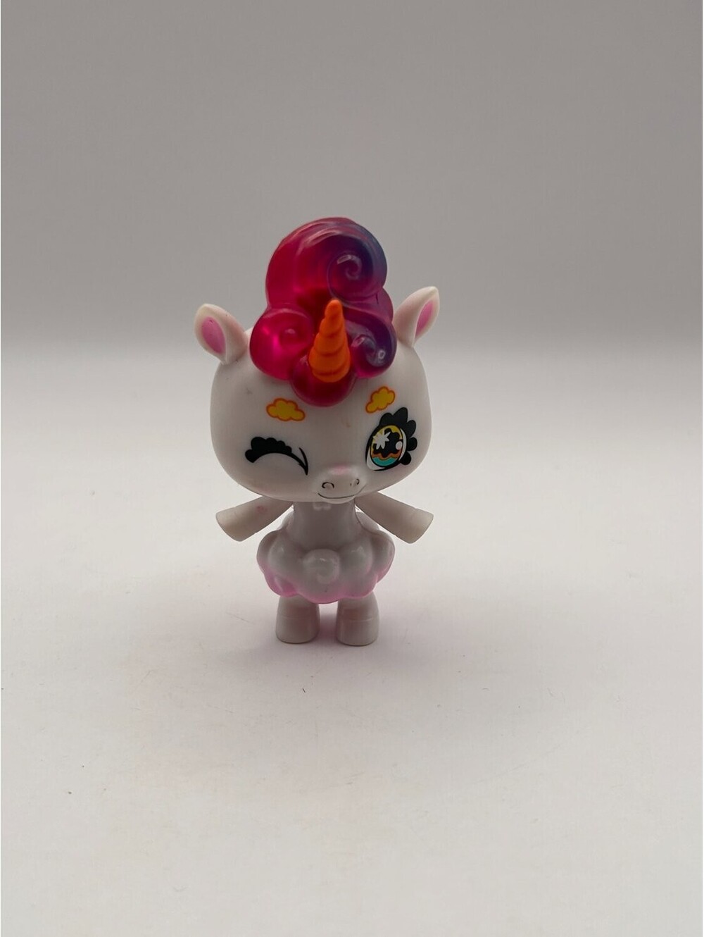 Mattel Cloudees Unicorn Mini Figure Pink Purple Hair Orange Horn Cloud Body Toy
